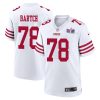 ben bartch 78 san francisco 49ers super bowl lviii patch game men jersey white