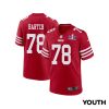 ben bartch 78 san francisco 49ers super bowl lviii patch game youth jersey scarlet