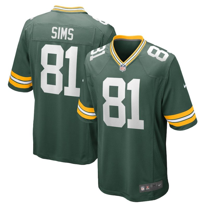 ben sims 81 green bay packers men team game jersey green