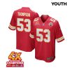 bj thompson 53 kansas city chiefs super bowl lviii champions 4x game youth jersey red