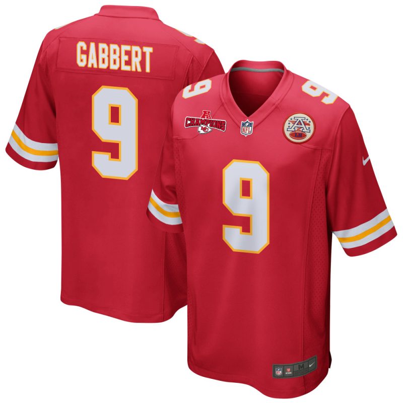 blaine gabbert 9 kansas city chiefs afc champions patch game men jersey red