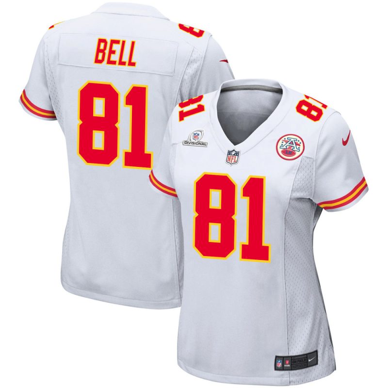 blake bell 81 kansas city chiefs super bowl lviii patch game women jersey white