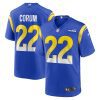 blake corum 22 los angeles rams 2024 nfl draft game jersey royal