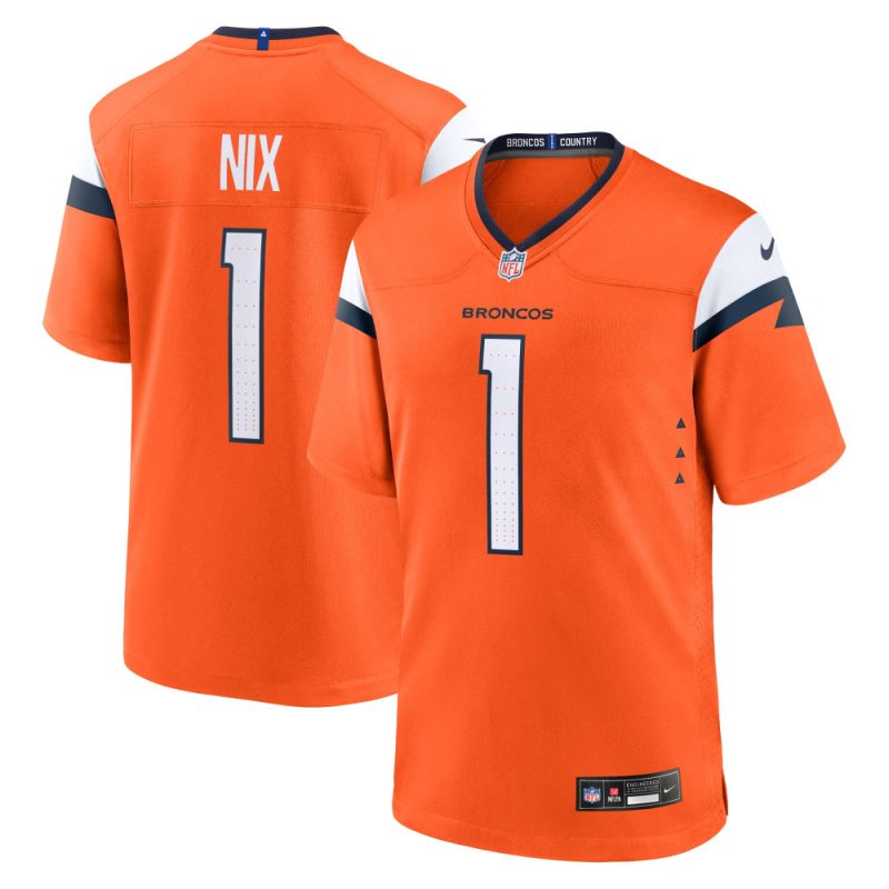 bo nix denver broncos 2024 nfl draft first round pick player game jersey orange