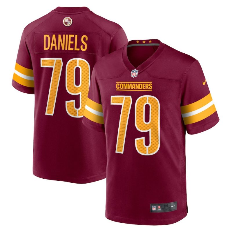 braeden daniels 79 washington commanders men game jersey burgundy