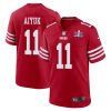 brandon aiyuk 11 san francisco 49ers super bowl lviii patch game men jersey scarlet