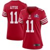 brandon aiyuk 11 san francisco 49ers super bowl lviii patch game women jersey scarlet