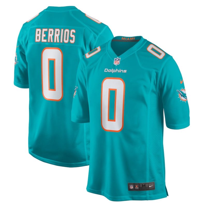 braxton berrios 0 miami dolphins men game jersey aqua