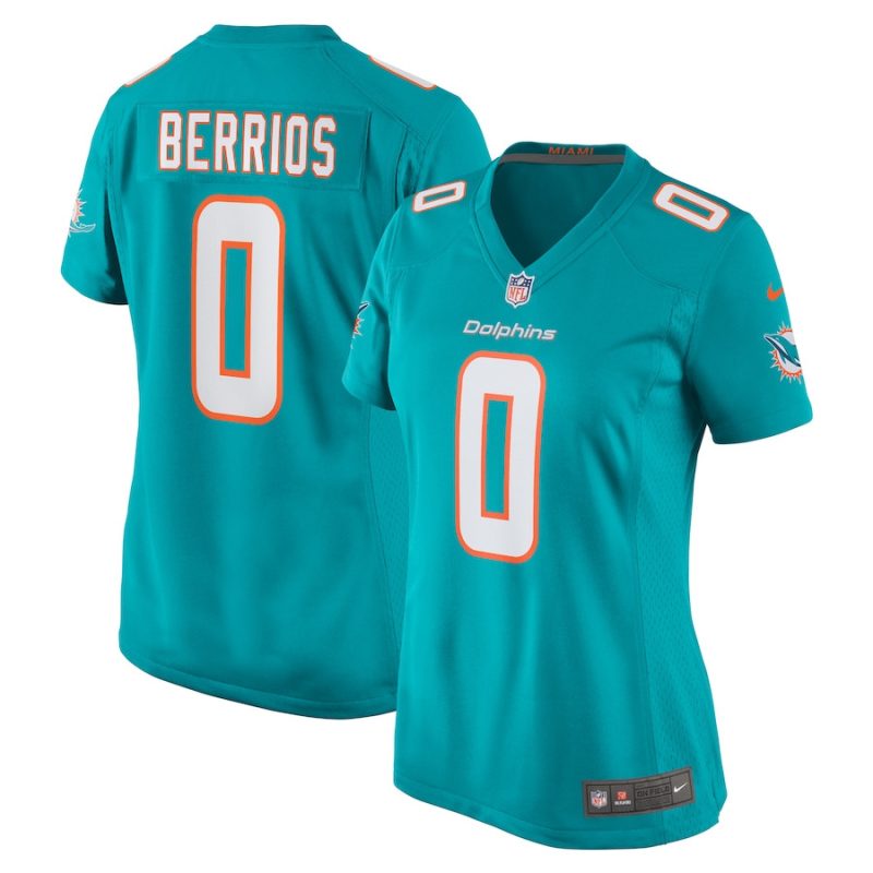 braxton berrios 0 miami dolphins women game jersey aqua