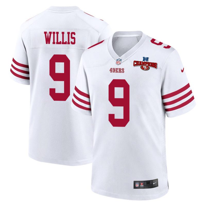 brayden willis 9 san francisco 49ers nfc champions patch game men jersey white