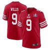 brayden willis 9 san francisco 49ers super bowl lviii patch game men jersey scarlet