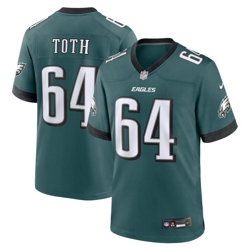 brett toth 64 philadelphia eagles game men jersey midnight green