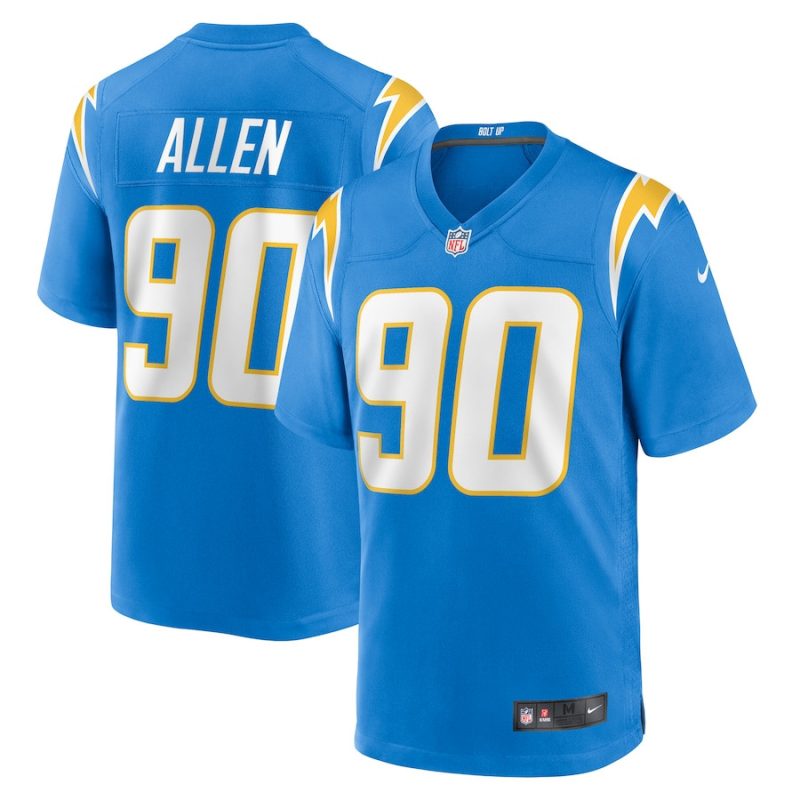 brevin allen 90 los angeles chargers men game jersey powder blue