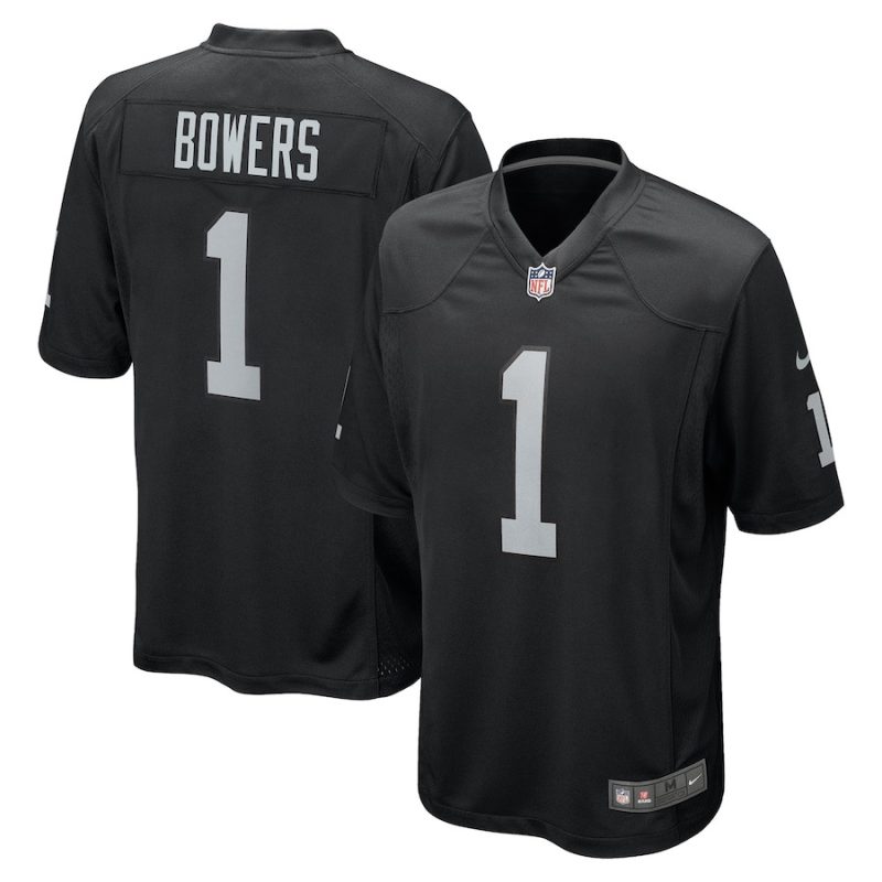 brock bowers las vegas raiders 2024 nfl draft first round pick player game jersey black