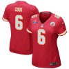 bryan cook 6 kansas city chiefs super bowl lviii patch game women jersey red