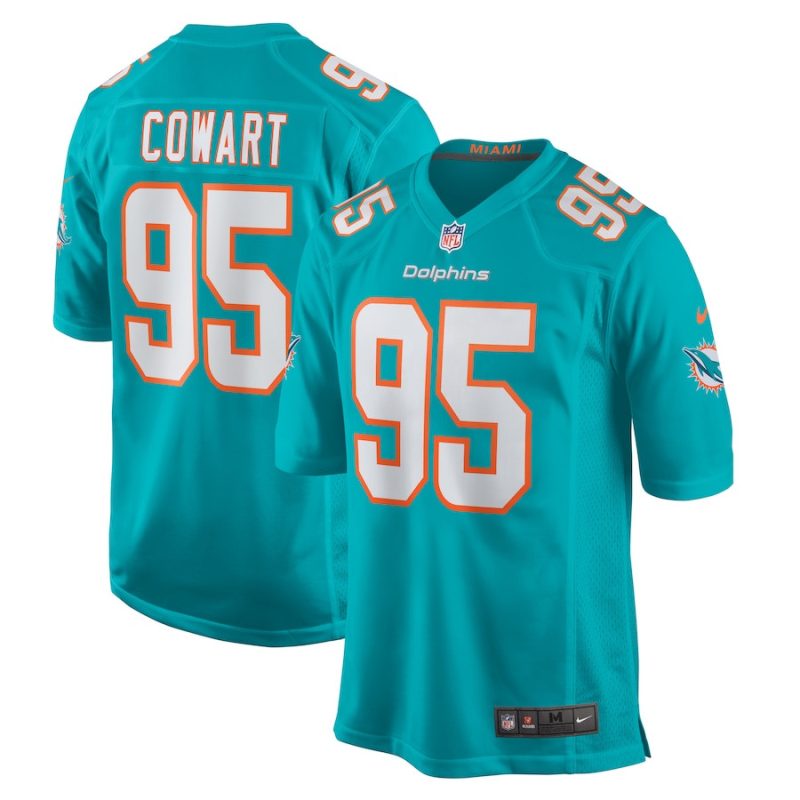 byron cowart 95 miami dolphins men game jersey aqua