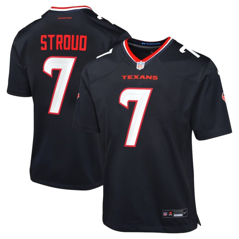 c j stroud 7 houston texans youth game jersey navy