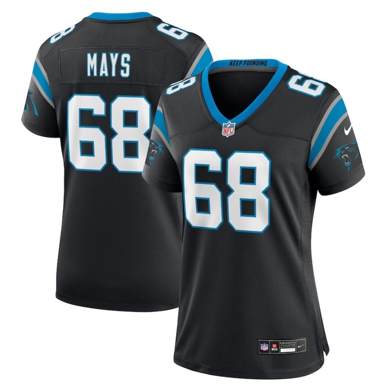 cade mays 68 carolina panthers women team game jersey black