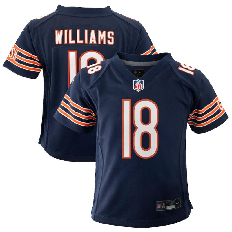 caleb williams 18 chicago bears 2024 nfl draft first round pick player game youth jersey navy