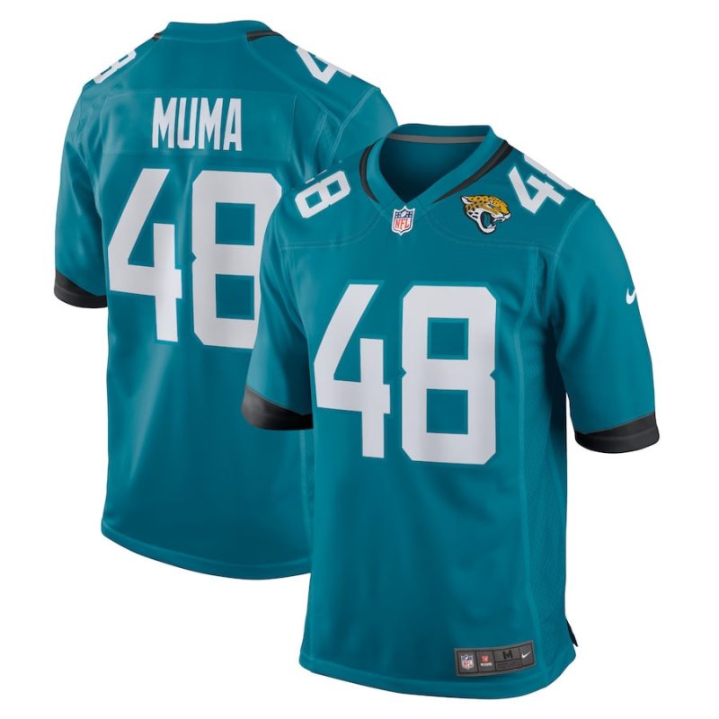 chad muma 48 jacksonville jaguars mens game jersey teal