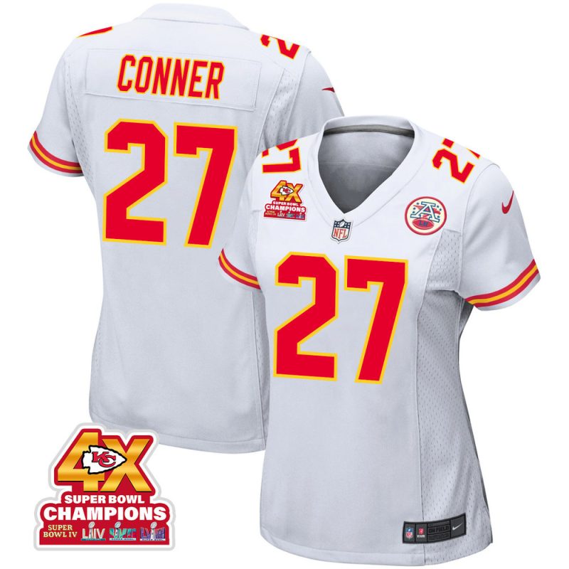 chamarri conner 27 kansas city chiefs super bowl lviii champions 4x game women jersey white