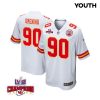 charles omenihu 90 kansas city chiefs super bowl lviii champions 4 stars patch game youth jersey white