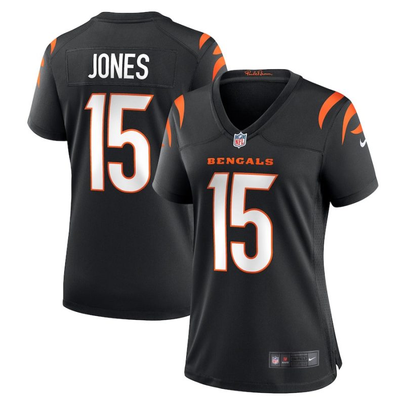 charlie jones 15 cincinnati bengals womens game jersey black