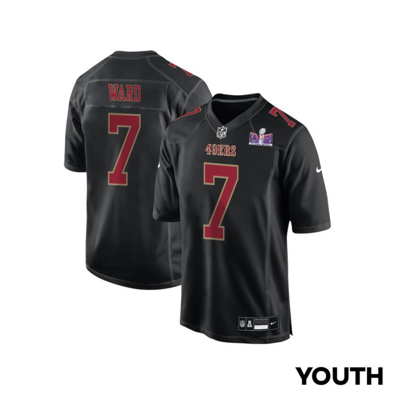 charvarius ward 7 san francisco 49ers super bowl lviii patch fashion game youth jersey carbon black