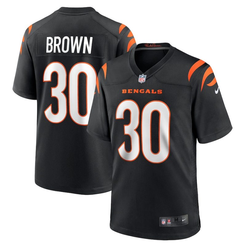 chase brown 30 cincinnati bengals mens team game jersey black