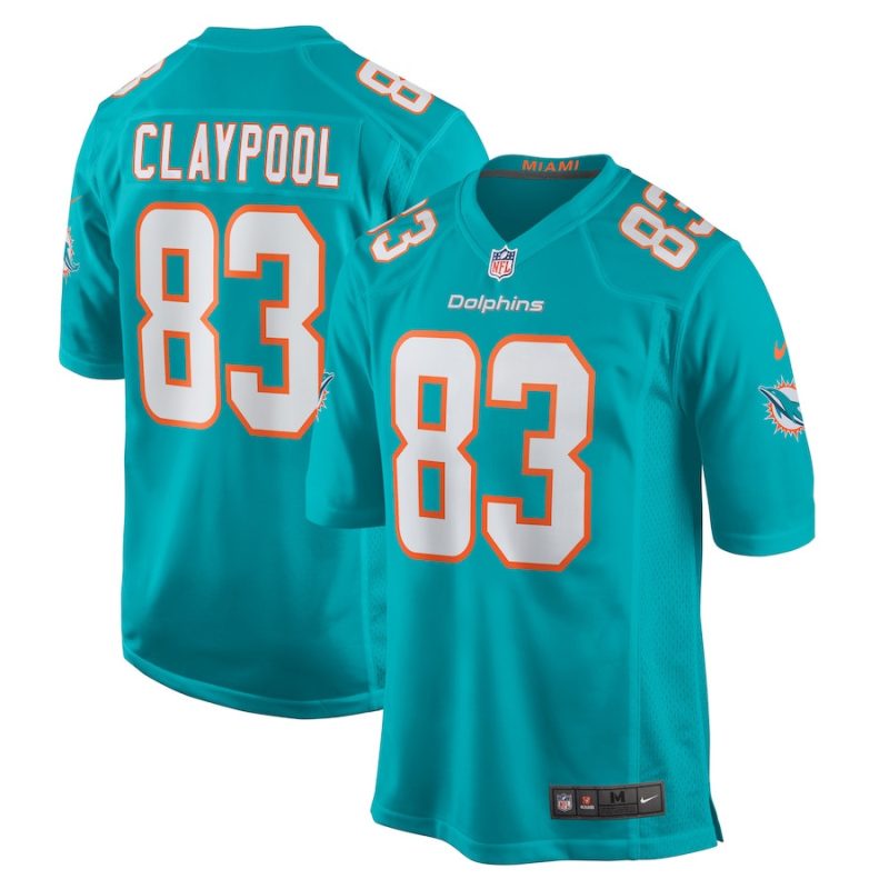 chase claypool 83 miami dolphins game men jersey aqua