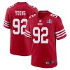 chase young 92 san francisco 49ers super bowl lviii patch game men jersey scarlet