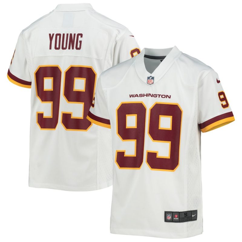 chase young 99 washington commanders football team game youth jersey white