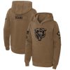 chicago bears youth 2023 salute to service club fleece pullover hoodie brown