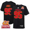 chris jones 95 kansas city chiefs super bowl lviii champions 4x fashion game youth jersey carbon black