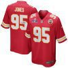 chris jones 95 signed kansas city chiefs super bowl lviii game men jersey red