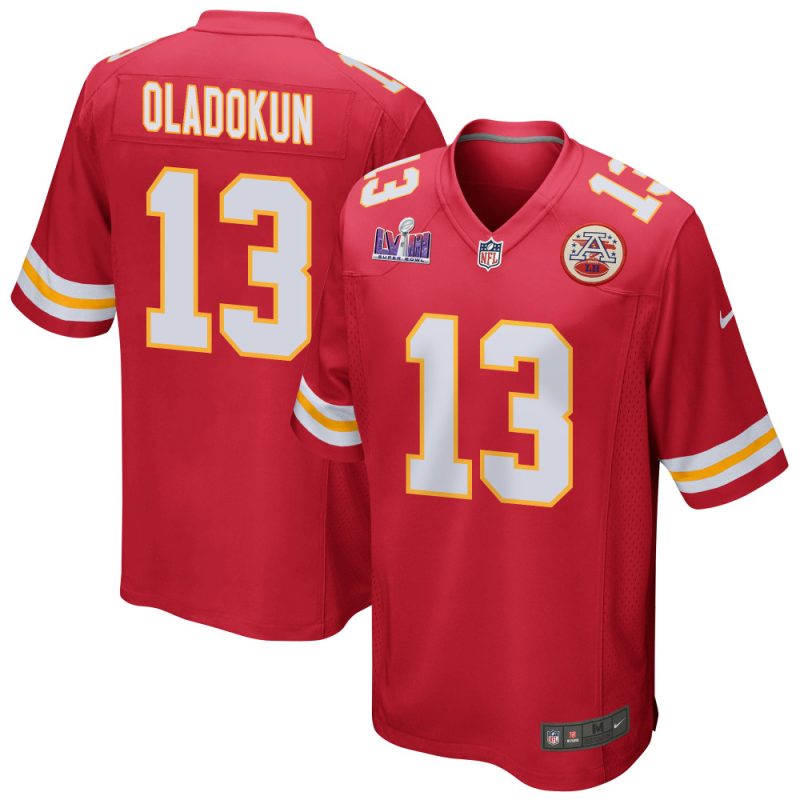 chris oladokun 13 kansas city chiefs super bowl lviii patch game men jersey red