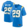 chris wilcox 29 los angeles chargers men game jersey powder blue