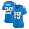 chris wilcox 29 los angeles chargers women team game jersey powder blue