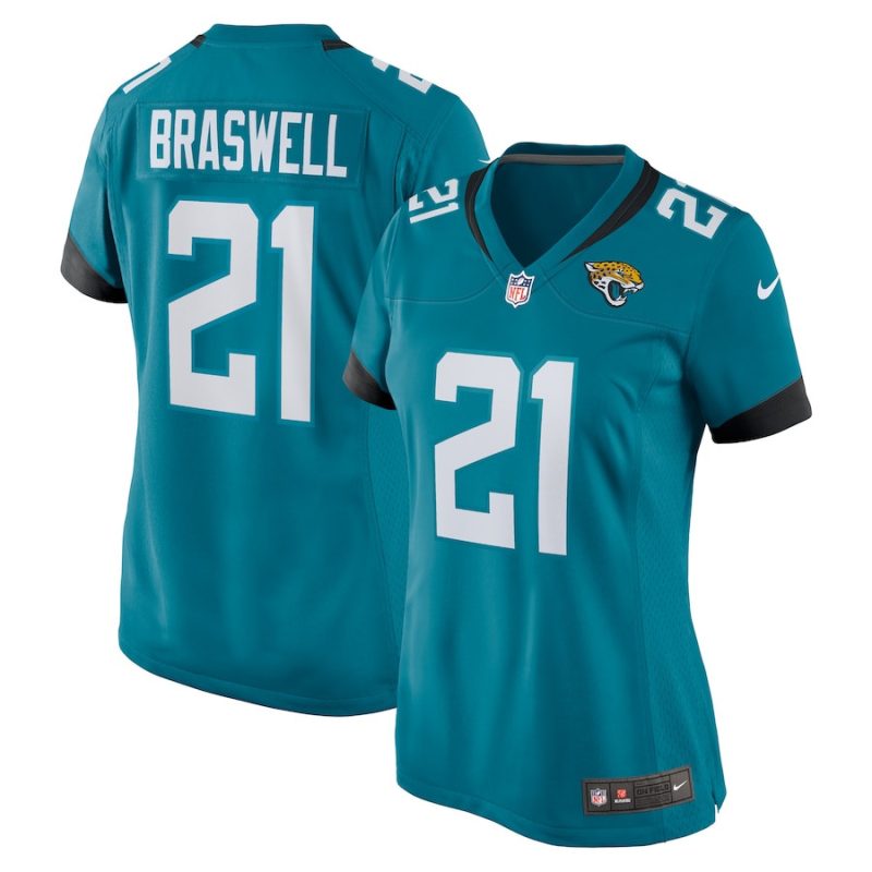 christian braswell 21 jacksonville jaguars womens team game jersey teal