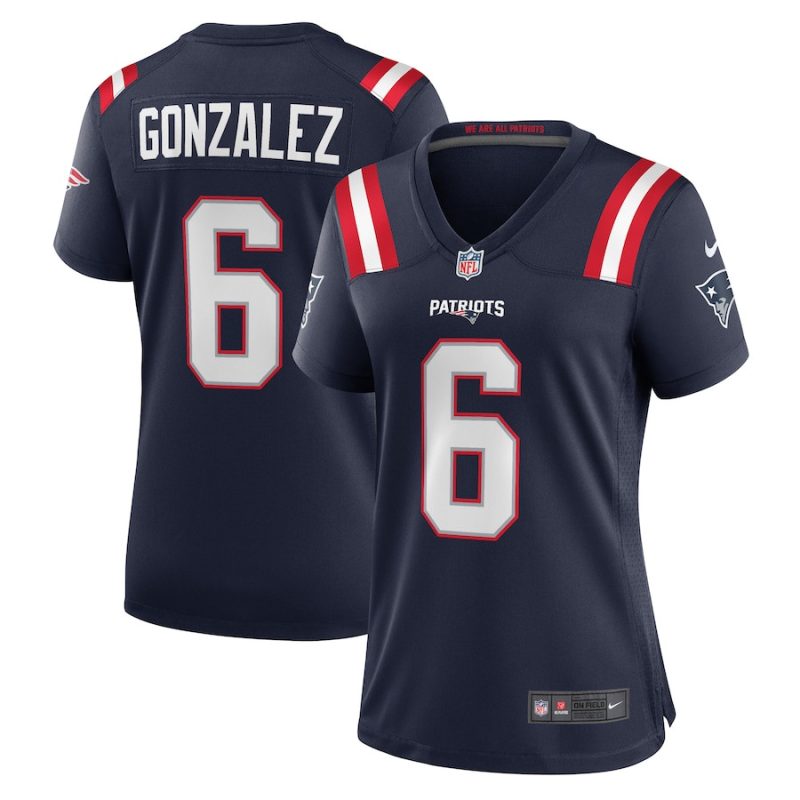 christian gonzalez 6 new england patriots game women jersey navy