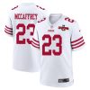 christian mccaffrey 23 san francisco 49ers nfc champions patch game men jersey white