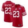 christian mccaffrey 23 san francisco 49ers super bowl lviii patch game men jersey scarlet