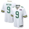 christian watson 9 signed green bay packers super bowl lviii game men jersey white