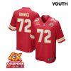 chukwuebuka godrick 72 kansas city chiefs super bowl lviii champions 4x game youth jersey red