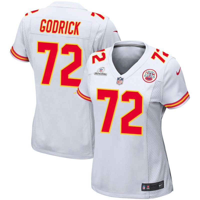 chukwuebuka godrick 72 kansas city chiefs super bowl lviii patch game women jersey white