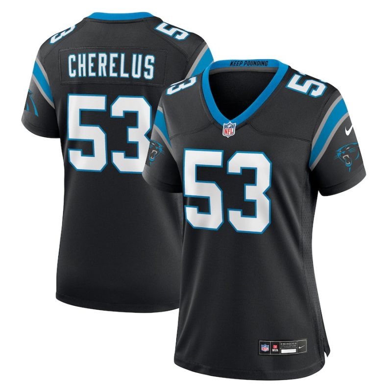 claudin cherelus 53 carolina panthers womens team game jersey black