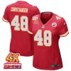 cole christiansen 48 kansas city chiefs super bowl lviii champions 4x game women jersey red