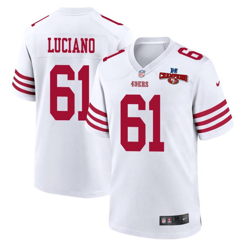 corey luciano 61 san francisco 49ers nfc champions patch game men jersey white