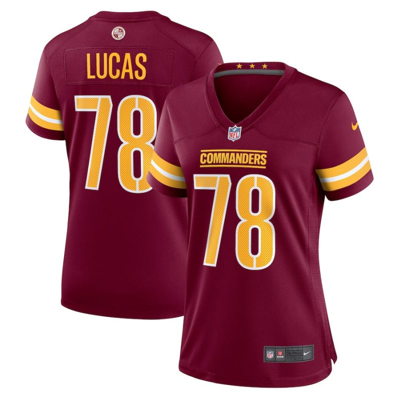 cornelius lucas 78 washington commanders women game jersey burgundy