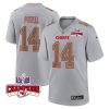 cornell powell 14 kansas city chiefs super bowl lviii champions 4 stars patch atmosphere fashion game men jersey gray